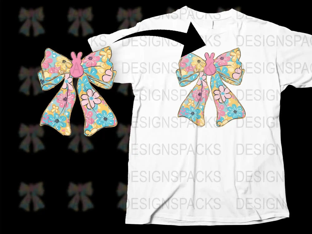 Floral Bow Tie Graphic T-Shirt, Colorful Summer Tee, Unisex Casual Wear, Fashion Top