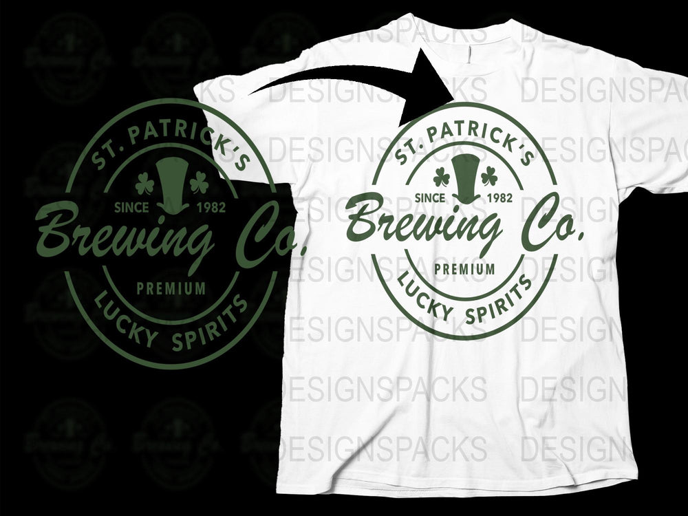 St. Patrick's Brewing Co. Premium Lucky Spirits T-Shirt, Vintage 1982 Logo Tee
