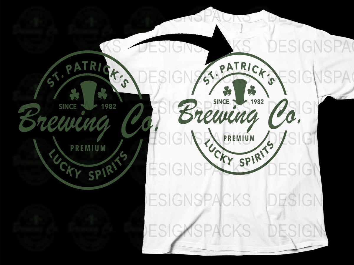 St. Patrick's Brewing Co. Premium Lucky Spirits T-Shirt, Vintage 1982 Logo Tee