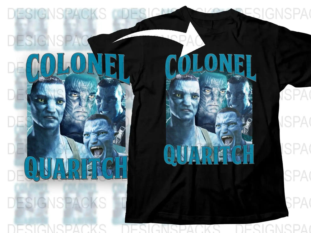 Colonel Quaritch Avatar Inspired Graphic T-Shirt, Sci-Fi Movie Fan Apparel, Unique Blue Design Tee, Gift for Movie Lovers