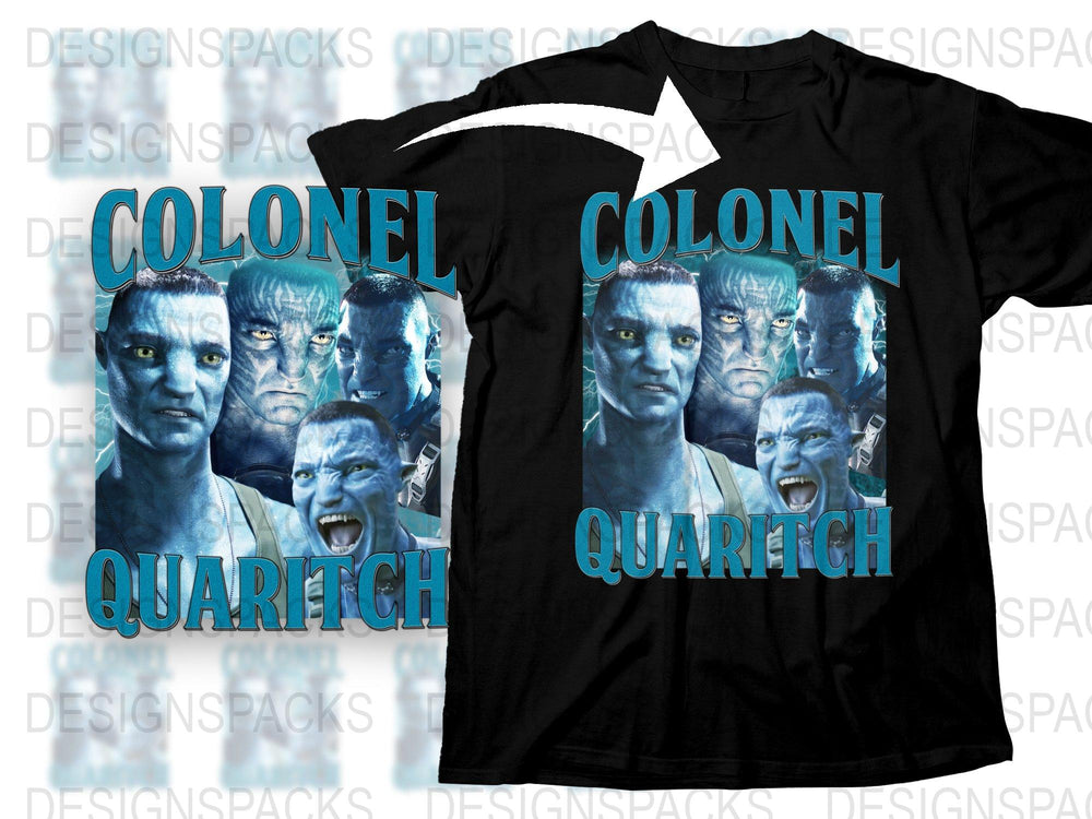 Colonel Quaritch Avatar Inspired Graphic T-Shirt, Sci-Fi Movie Fan Apparel, Unique Blue Design Tee, Gift for Movie Lovers