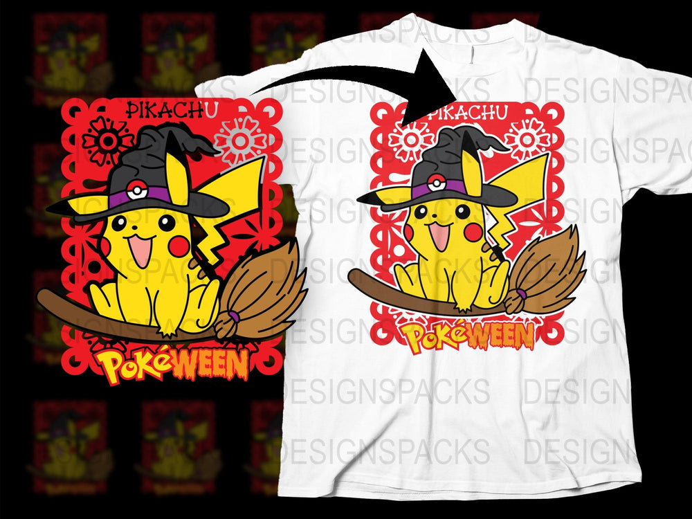 Pikachu Halloween T-Shirt, Pokéween Special Edition Tee, Anime-Inspired Graphic Shirt, Unisex Clothing for Fans