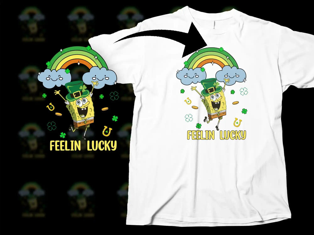 Spongebob Leprechaun Rainbow Shamrocks Gold FEELIN LUCKY product type