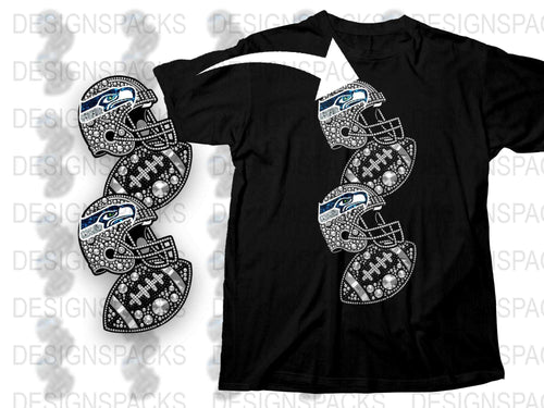 Men's Black T-Shirt with Unique Graphic Football Helmet Design, Sports Tee