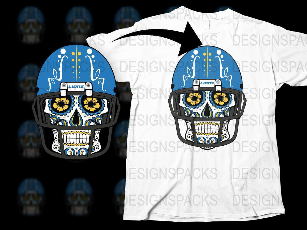 Sugar Skull Helmet Design T-Shirt, Dia de los Muertos, Mexican Folk Art, Motorcycle Enthusiast, Unique Graphic Tee, Men's and Women's Sizes