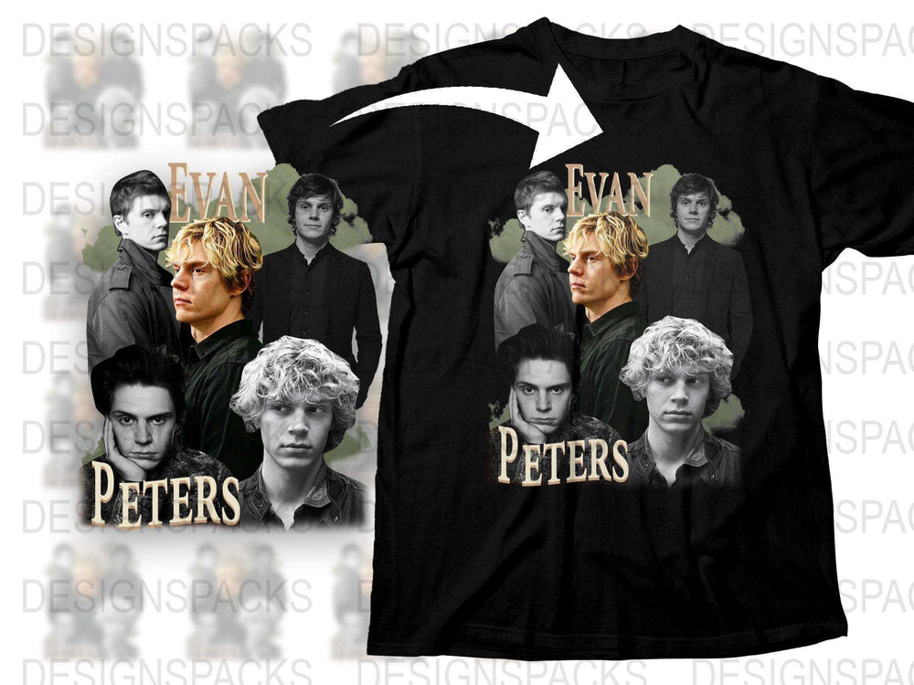 Evan Peters TV Show Actor Graphic T-Shirt, Fan Gift, Black Cotton Tee, Unisex Adult Clothing
