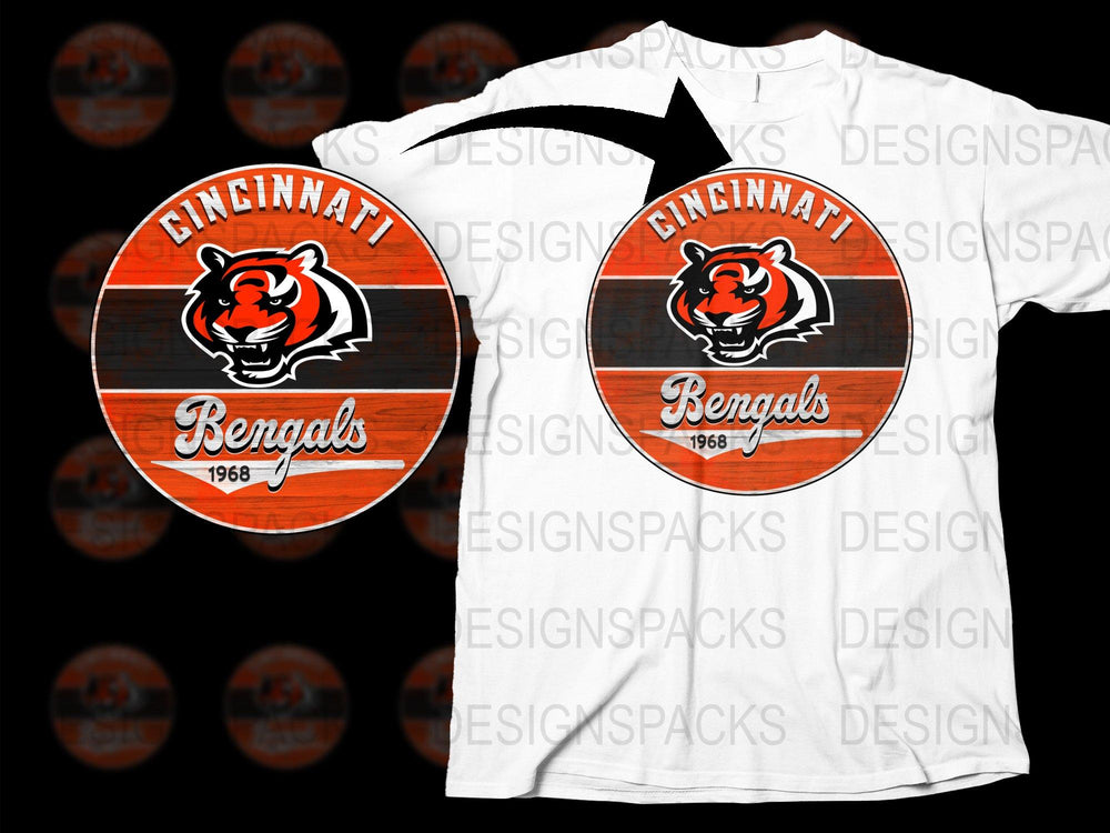 Cincinnati Bengals Vintage 1968 Logo T-Shirt, Retro Football Team Fan Apparel, Unisex White Tee