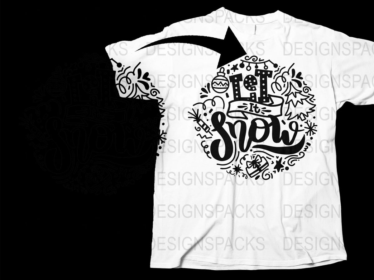 Men's Winter T-Shirt with Unique Let It Snow Design, Christmas Themed Casual Apparel, Holiday Gift Idea.