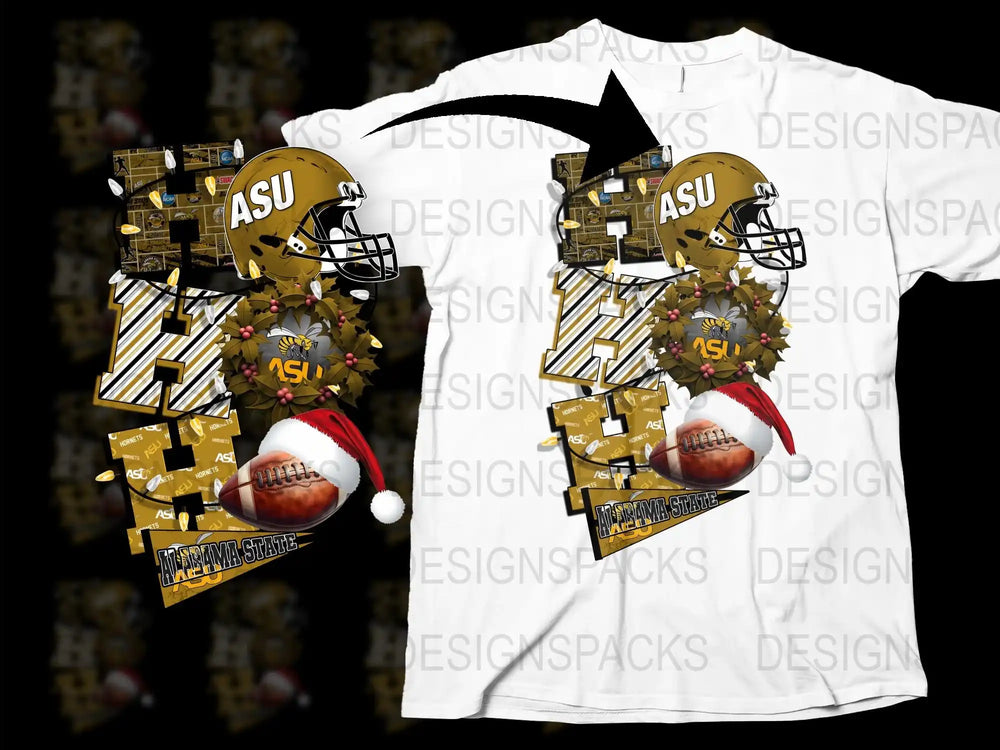 ASU Football Helmet Christmas T-Shirt, Festive Holiday Apparel, College Sports Fan Gift, Unique Graphic Tee Design