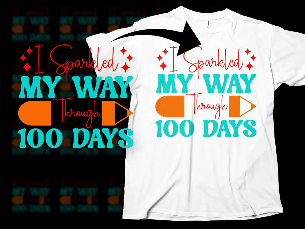 100 Days of School T-Shirt, Sparkled My Way Through, Kids Celebration Tee, Colorful Graphic Design, Festive School Event Shirt