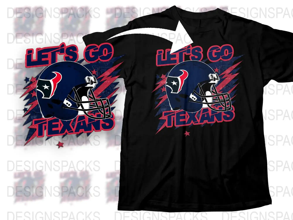 Houston Texans T-Shirt, Let's Go Texans Graphic Tee, NFL Team Fan Apparel, Black Sports Shirt