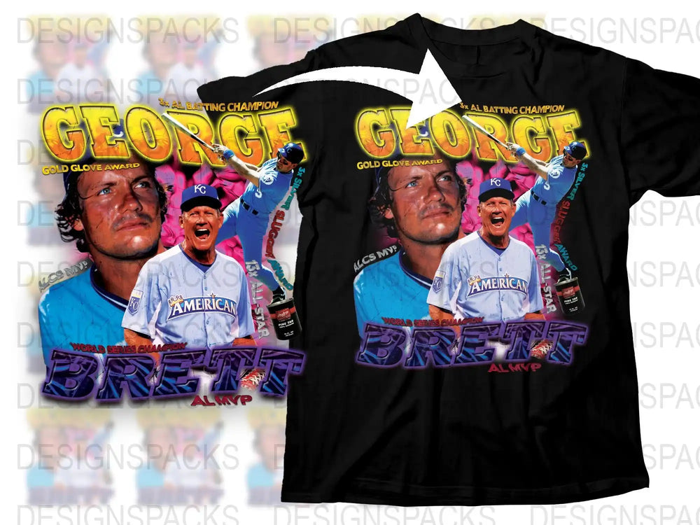 Vintage Baseball T-Shirt, American League Brett Graphic Tee, Retro Sports Apparel, Collectible Memorabilia Shirt