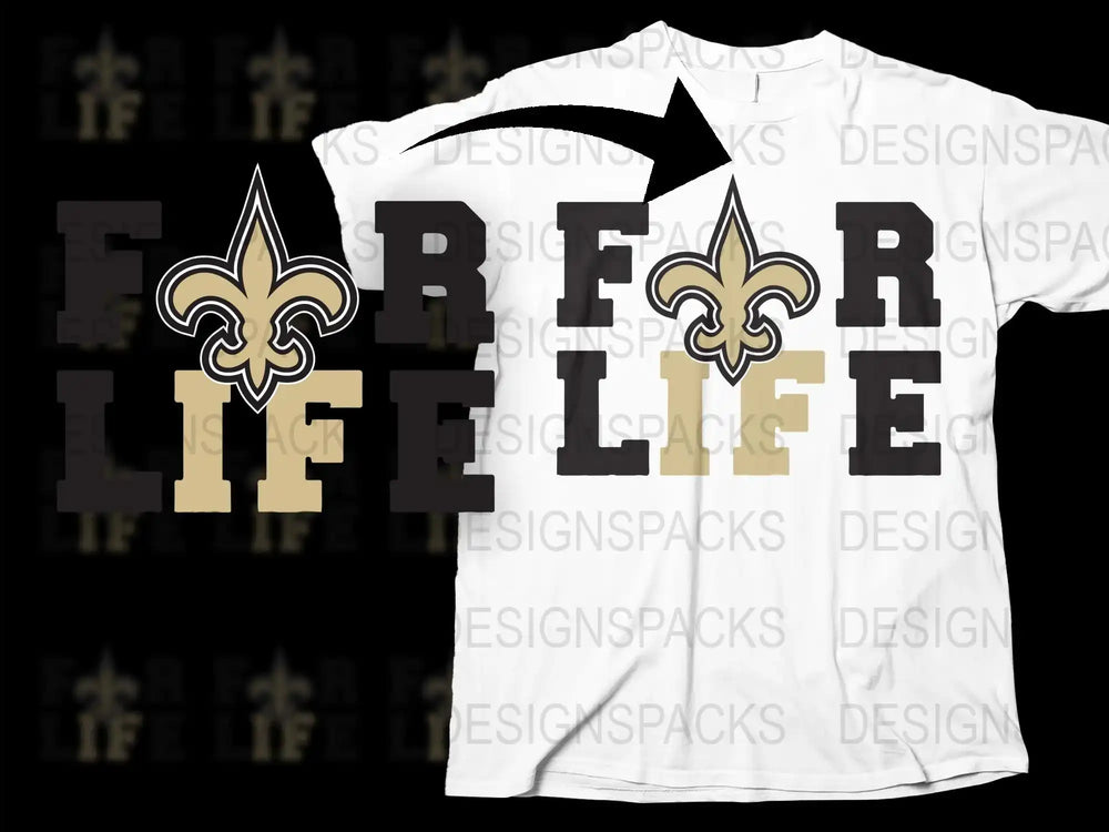 New Orleans Fleur-De-Lis T-Shirt, Black and Gold Fan Apparel, Saints Inspired Graphic Tee, Unisex Football Shirt for Life Design