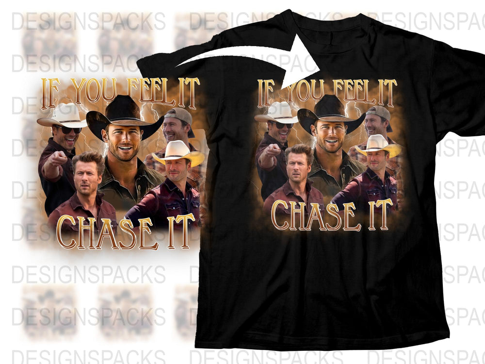 Chase It Motivational Quote T-Shirt, Cowboy Hat Graphic, Inspirational Men's Fashion Tee