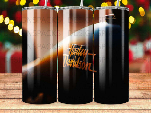 Harley-Davidson tumbler with a dark, glossy finish.