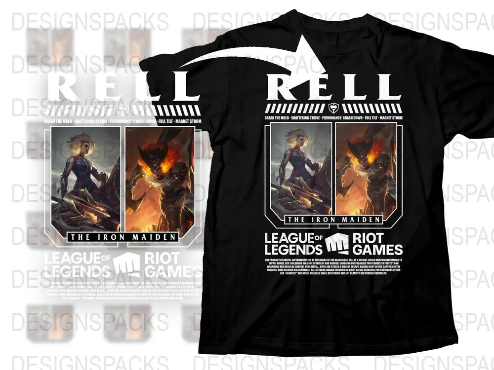 League of Legends Inspired T-Shirt, The Iron Maiden Graphic Tee, Gamer Clothing, Unisex Black Shirt
