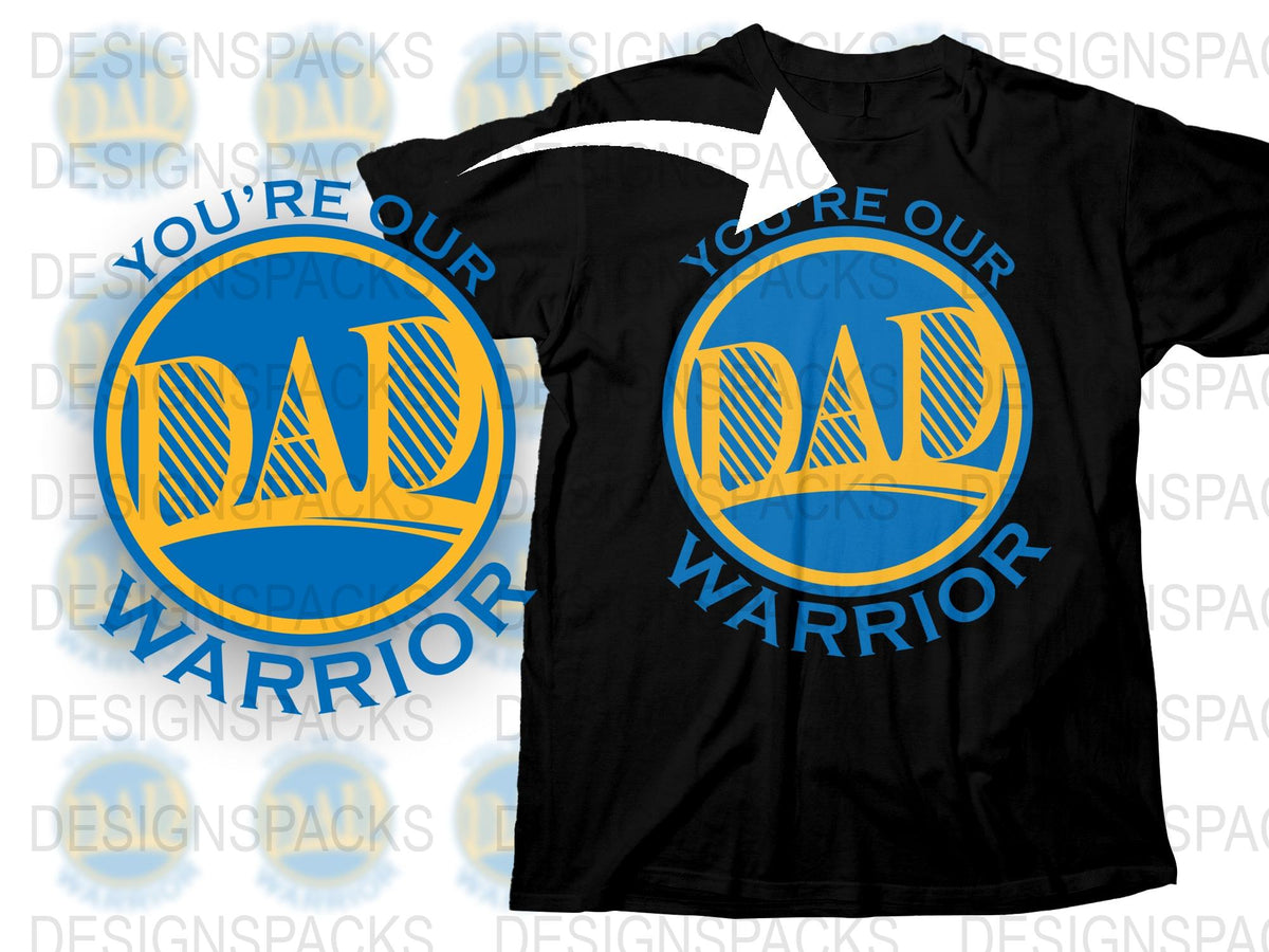Warrior Dad T-Shirt, Perfect Gift for Father, Blue and Yellow Graphic Tee, Cool Dad Apparel