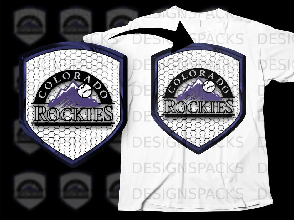 Colorado Rockies Hexagonal Pattern Shield T-Shirt