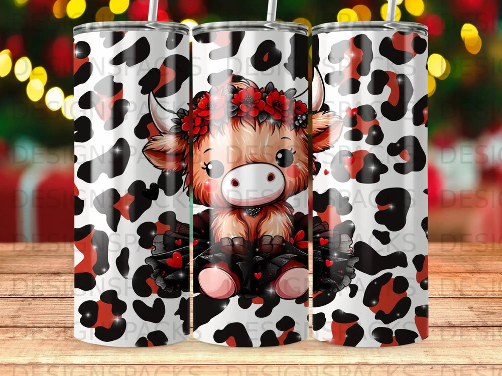Cute Highland Cow Red Cheetah Print Tumbler product type
