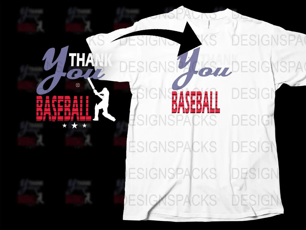 Thank You Baseball T-Shirt, Sports Fan Gift, Casual Graphic Tee, Unisex Adult Clothing, White Cotton Shirt