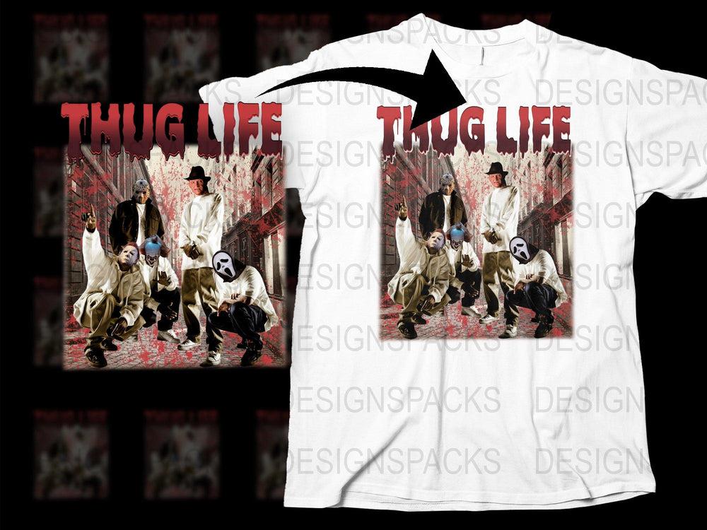 Thug Life Panda Graphic T-Shirt, Urban Streetwear, Hip Hop Style, Men's White Tee, Cool Animal Print, Fashion Top
