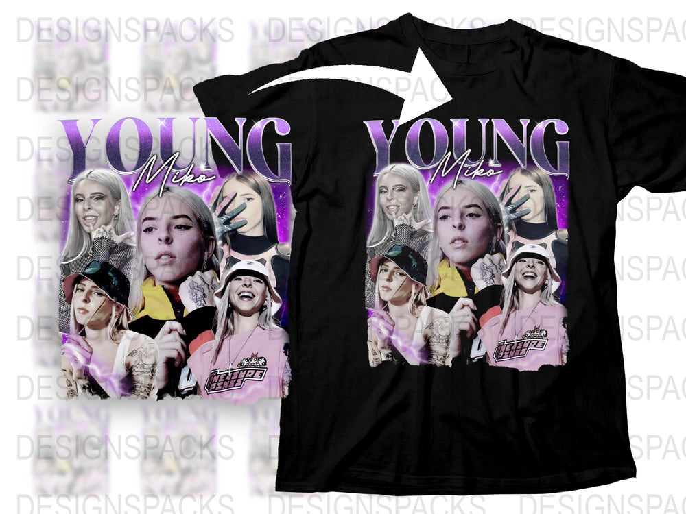 Women's Pop Art Style T-Shirt Featuring Collage of Female Celebrity Impressions, Colorful Graphic Tee