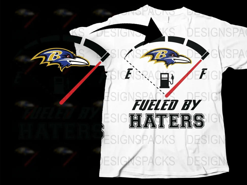 Baltimore Football Team Fueled by Haters T-Shirt, Graphic Sports Fan Tee, Black and White Design