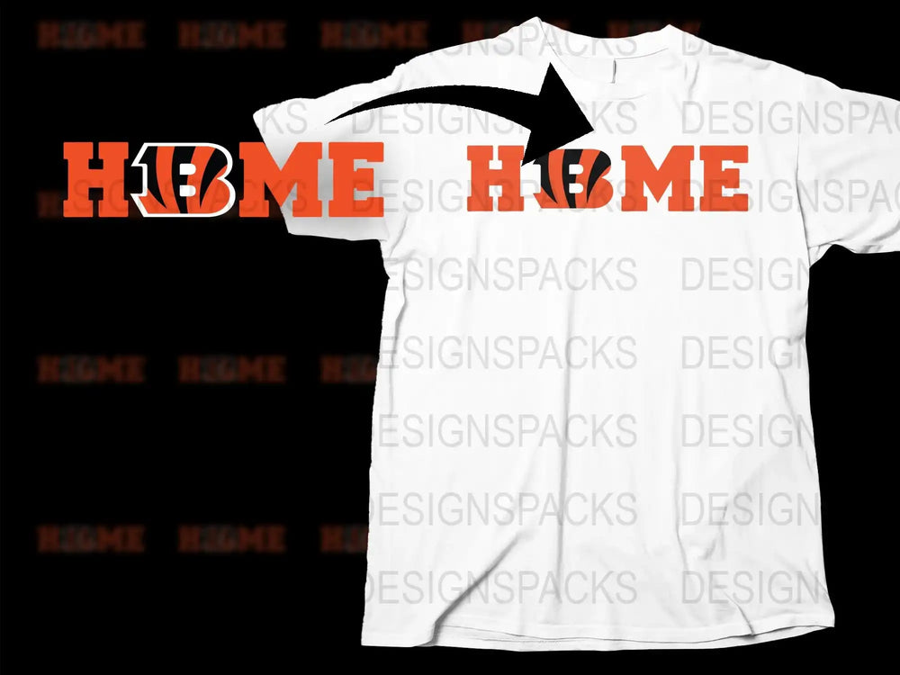 Home Letter Print White T-Shirt, Unisex Graphic Tee, Casual Streetwear, Bold Orange Text Design