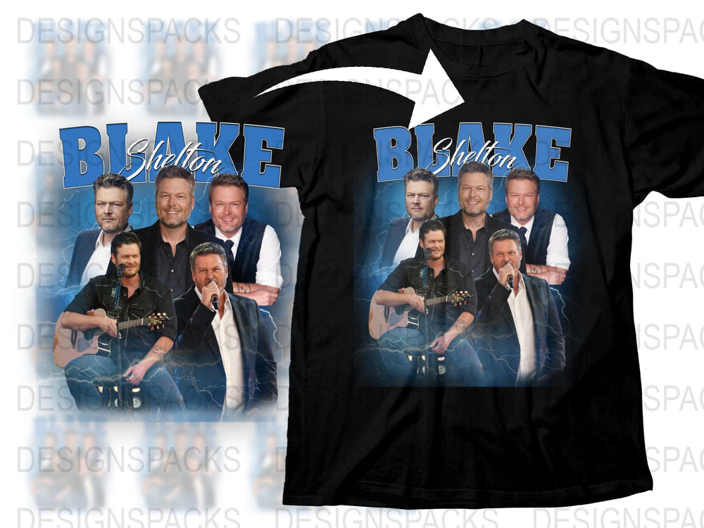 Blake Shelton Fan T-Shirt, Country Music Legend Graphic Tee, Multiple Poses, Concert Merchandise, Black Unisex Shirt