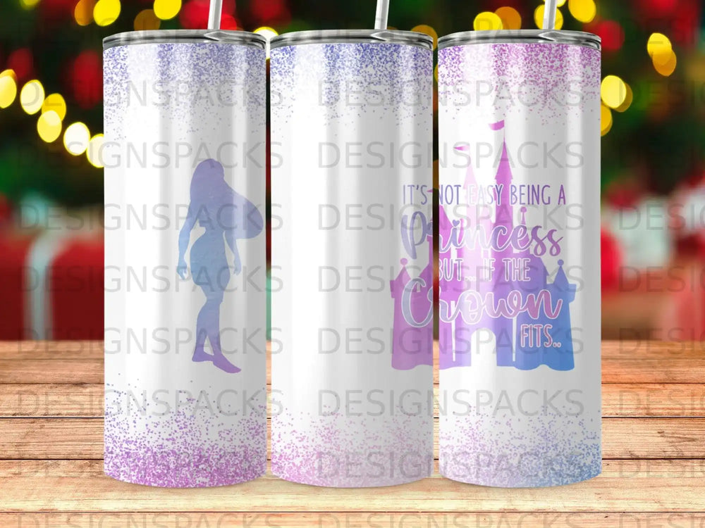 Princess Silhouette Crown Quote Glitter Tumbler product type
