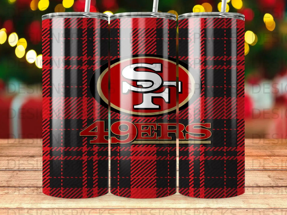 San Francisco 49ers Red Black Plaid Pattern Tumbler product type
