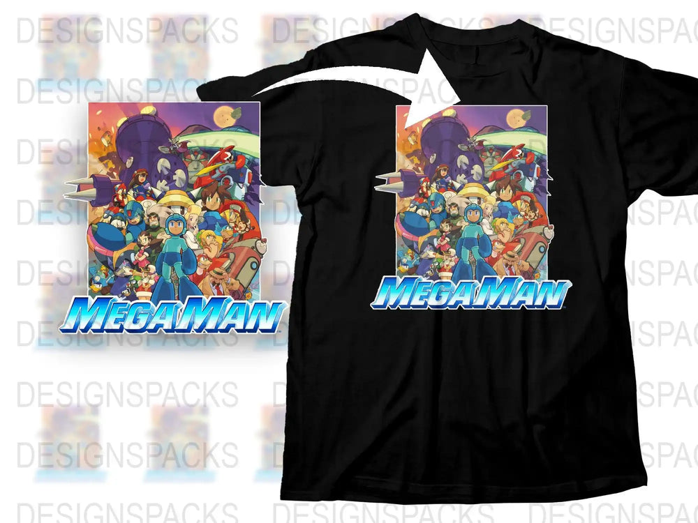 Mega Man T-Shirt, Classic Video Game Tee, Retro Gaming Shirt, Colorful Character Design, Unisex Graphic Tee