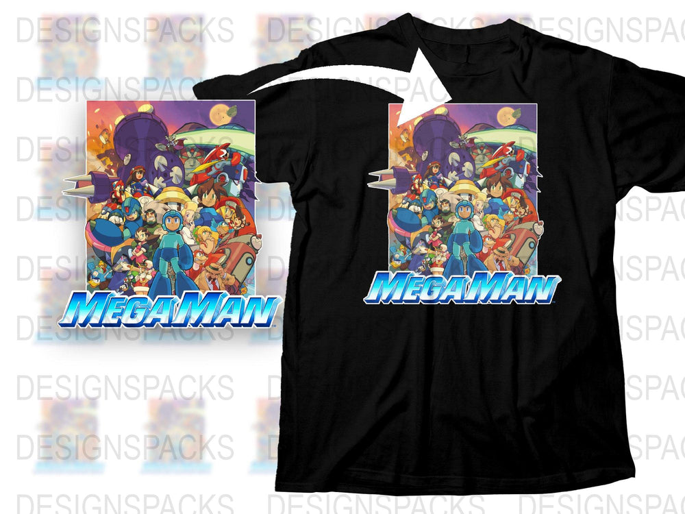 Mega Man T-Shirt, Classic Video Game Tee, Retro Gaming Shirt, Colorful Character Design, Unisex Graphic Tee