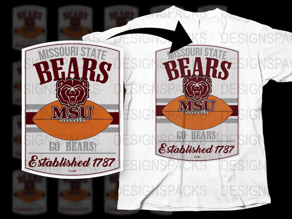 Missouri State Bears MSU T-Shirt, Vintage Graphic Tee, Go Bears, Established 1787, College Apparel