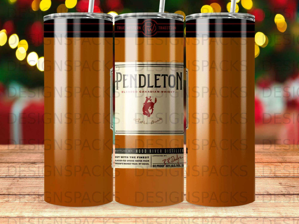 Pendleton Canadian Whisky bottle with label featuring a buck and mountains.
