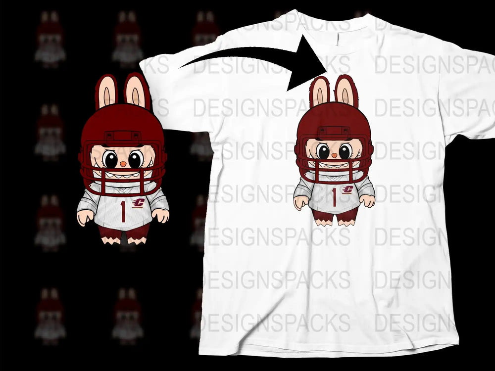 Cute Rabbit Cartoon T-Shirt, Unisex White Tee with Red Bunny Graphics, Kids and Adults Sizes Available