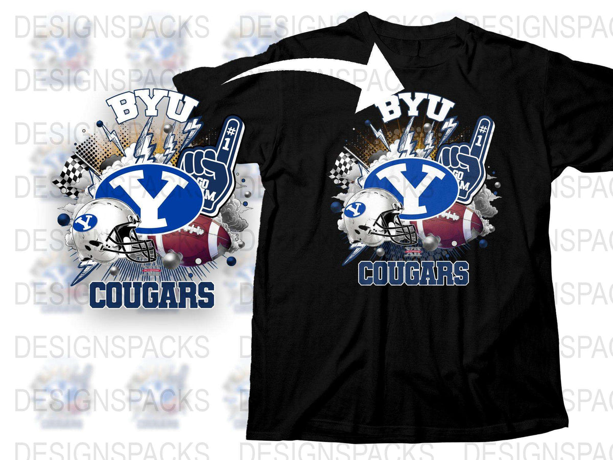 BYU Cougars Football T-Shirt, College Team Sports Graphic Tee, Fan Apparel