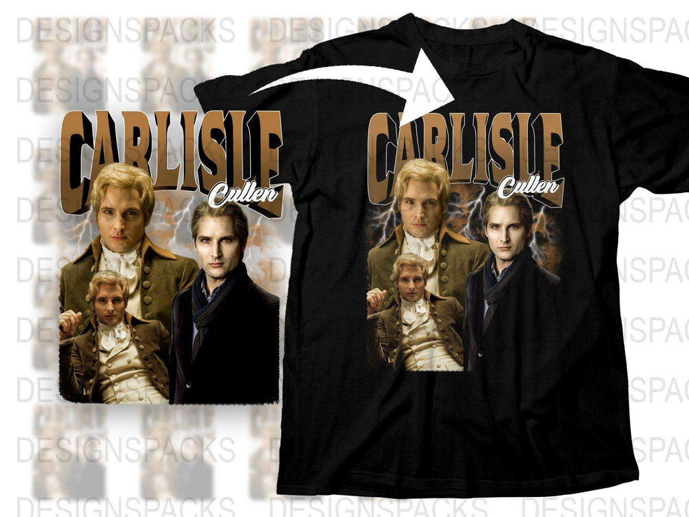 Carlisle Cullen T-Shirt, Twilight Saga Inspired Fan Merch, Black Graphic Tee, Vampire Movie Apparel