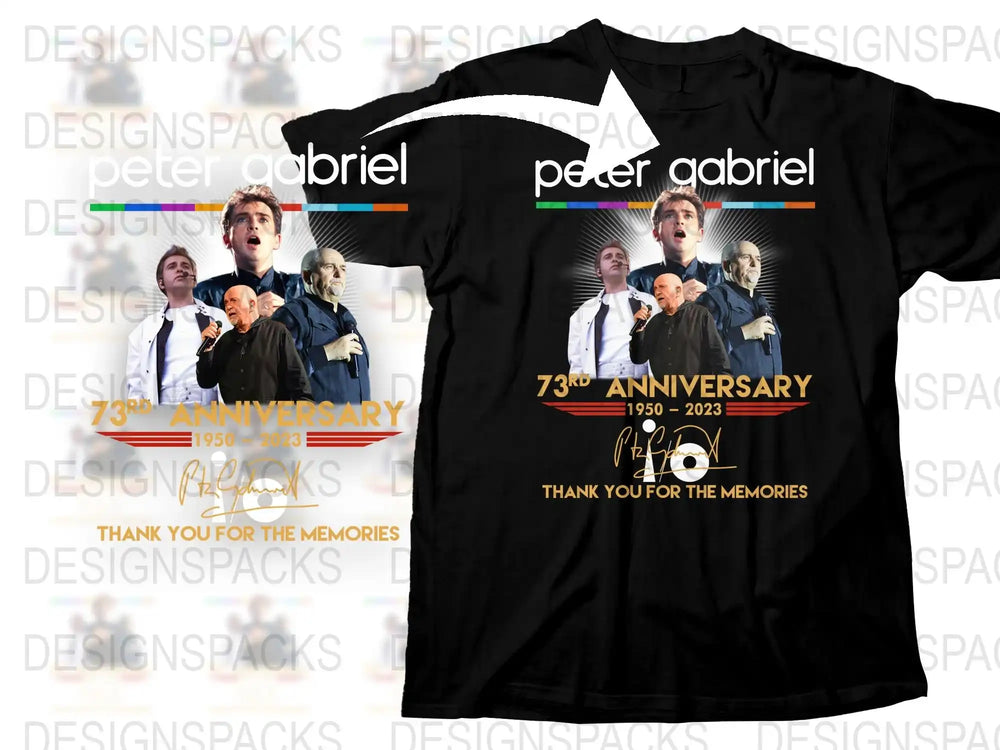 Peter Gabriel 73rd Anniversary T-Shirt, Vintage 1950-2023 Music Fan Tee, Unisex Black Cotton Shirt, Collectible Memorabilia