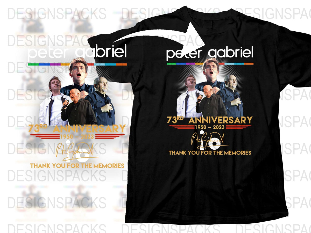 Peter Gabriel 73rd Anniversary T-Shirt, Vintage 1950-2023 Music Fan Tee, Unisex Black Cotton Shirt, Collectible Memorabilia