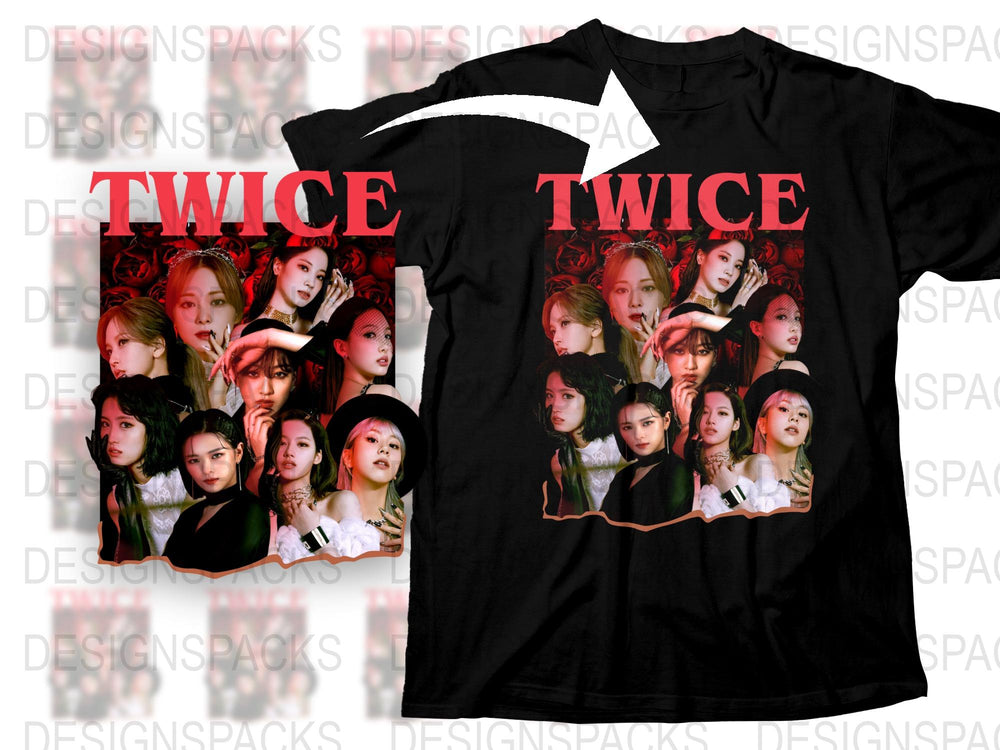 TWICE Band Graphic T-Shirt, K-Pop Music Fan Tee, Trendy Pop Group Merch, Gift for Music Lovers, Stylish Concert Apparel