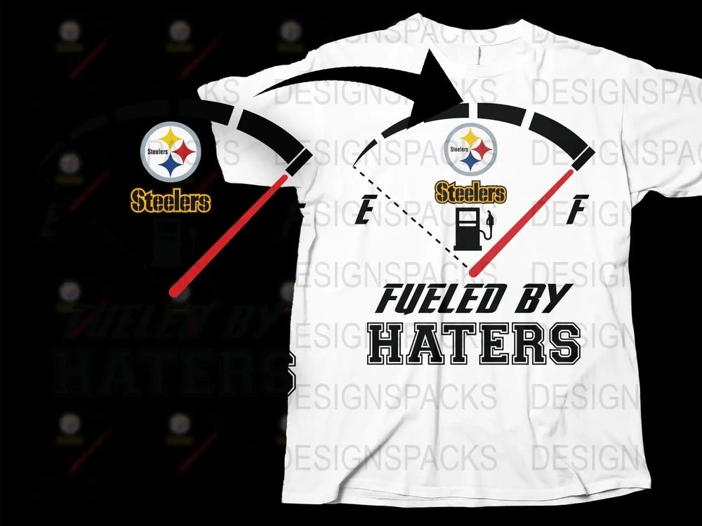 Pittsburgh Steelers Fueled By Haters Graphic T-Shirt, Fan Tee, Sports Apparel, Team Support Shirt, Casual Wear