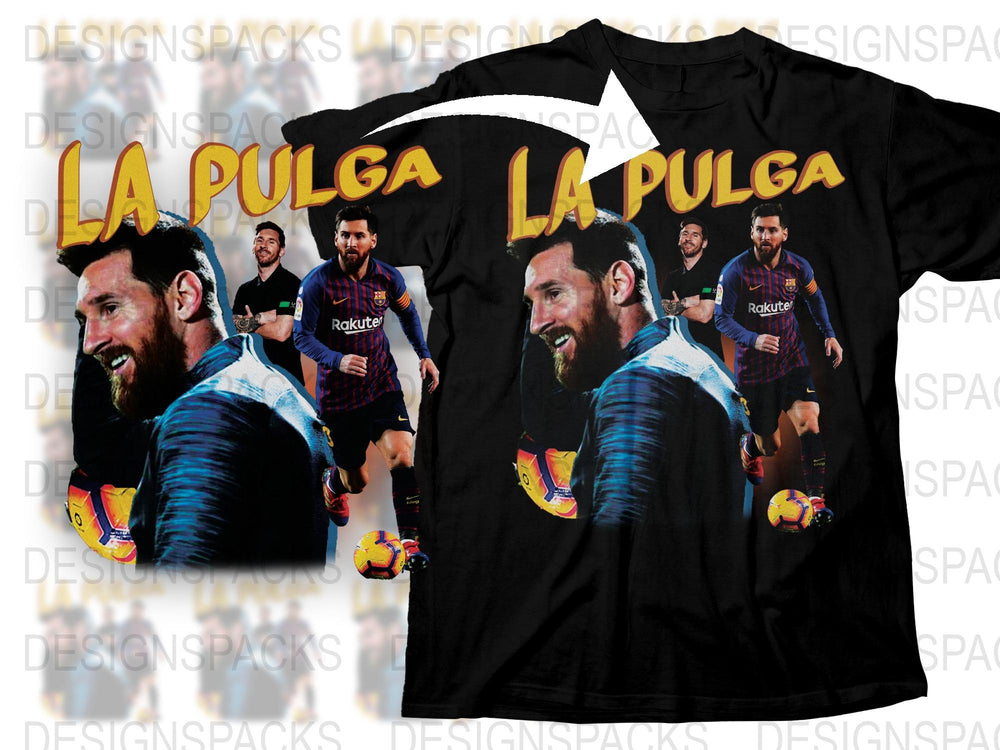 Lionel Messi LA PULGA FC Barcelona Graphic T-Shirt, Sports Fan Apparel, Soccer Star Tee, Collectible Memorabilia, Gift for Fans