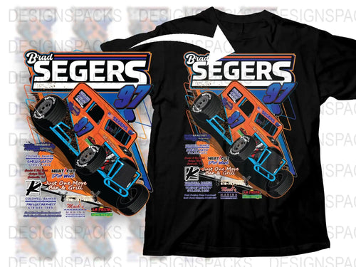 Custom Racing T-Shirt, Black Car Graphic Tee, Personalized Name Number, Motorsport Fan Gift, Bold Orange and Blue Design, Men's Fashion