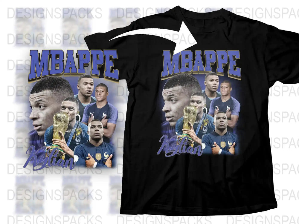 Kylian Mbappe Graphic T-Shirt, Soccer Star Printed Tee, Sports Fan Apparel, Casual Wear for Men and Women