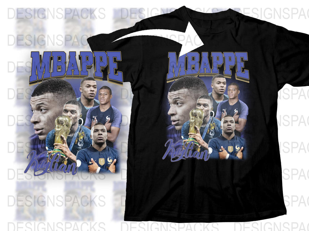 Kylian Mbappe Graphic T-Shirt, Soccer Star Printed Tee, Sports Fan Apparel, Casual Wear for Men and Women