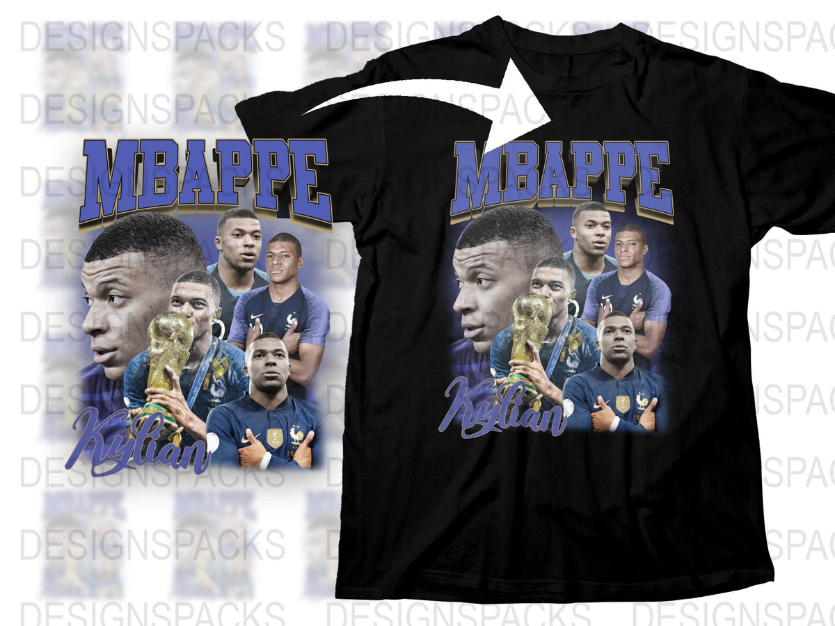 Kylian Mbappe Graphic T-Shirt, Soccer Star Printed Tee, Sports Fan Apparel, Casual Wear for Men and Women