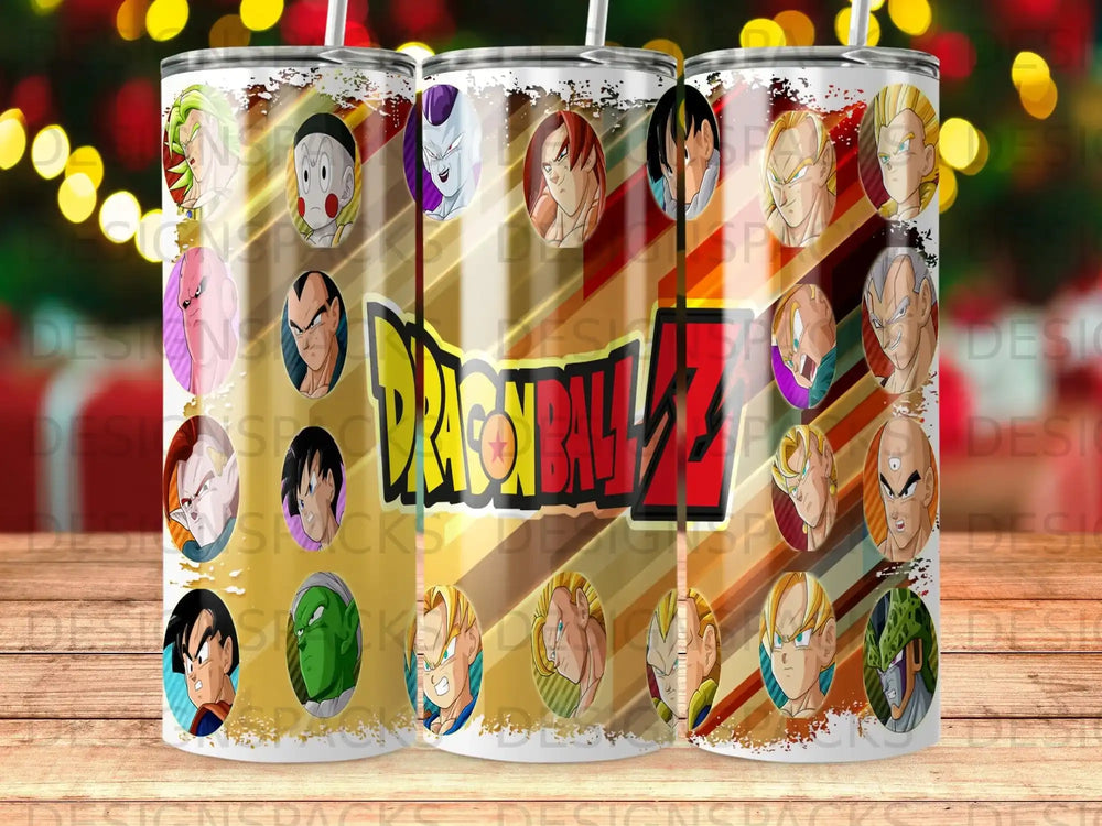 Dragon Ball Z characters with Dragon Ball Z logo on a tumbler.
