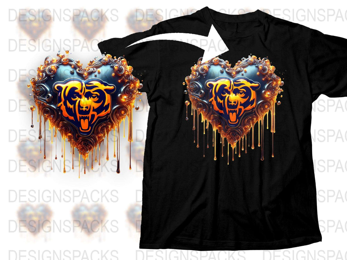 Tiger Face Heart Graphic T-Shirt, Dripping Art Design, Orange Black Tee, Trendy Animal Print Top, Unisex Fashion Shirt