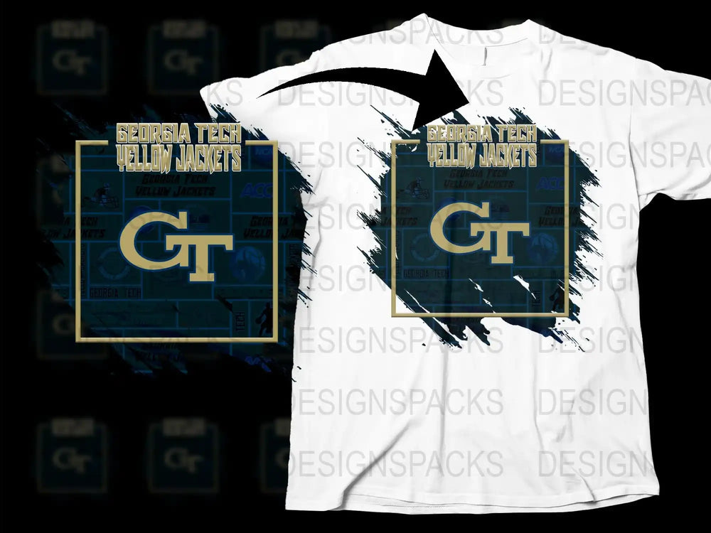Georgia Tech Yellow Jackets Inspired Graphic T-Shirt, College Sports Fan Apparel, Casual Wear